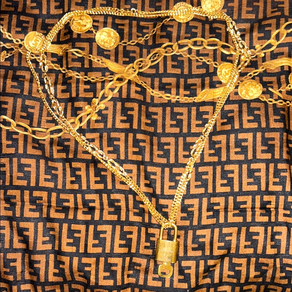 Louis Vuitton Lock and Key #311 Necklace Monet Gold Tone Chain